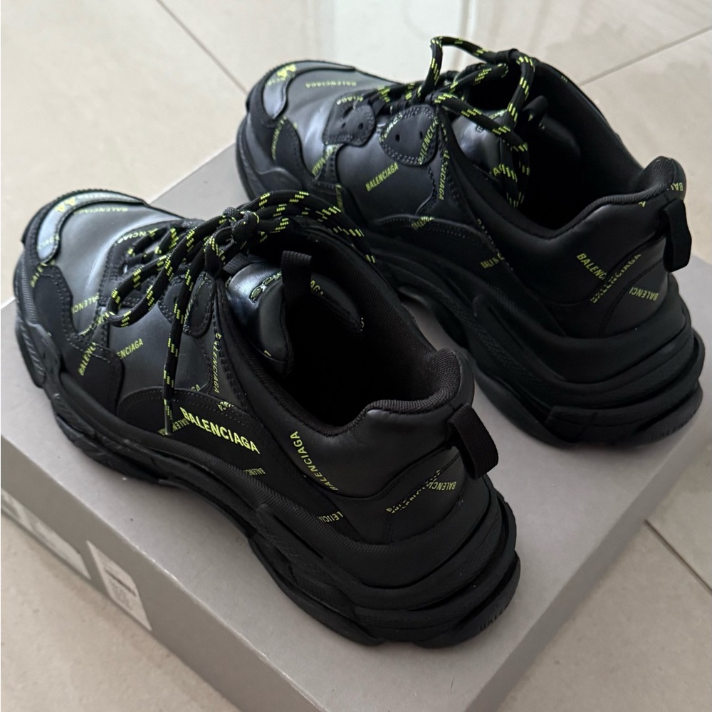 Balenciaga Triple S Black with Neon Accents - Picture 2 of 3
